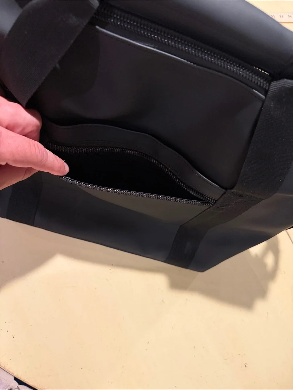 Rains Black Messenger Bag with Adjustable Strap